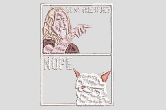 Cat's Valentine Embroidery Design